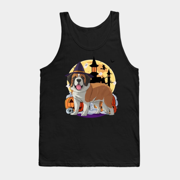 St. Bernard Happy Halloween Pumpkin Tank Top by Noseking